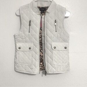 I.n. Girl White Puffer Jacket Vest with Leopard Print Inside XL (16)NWT